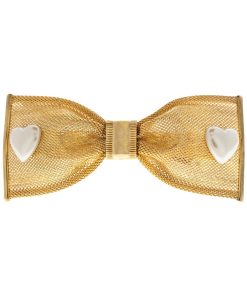 1928 Jewelry Mesh Bow With Hearts 3.50 Pulgadas Broche de