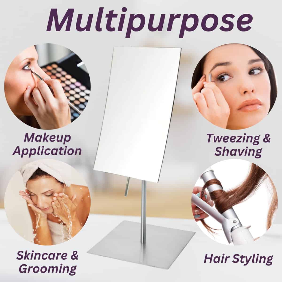 Espejo de Maquillaje de Mesa Rectangular -Níquel - Imagen 4
