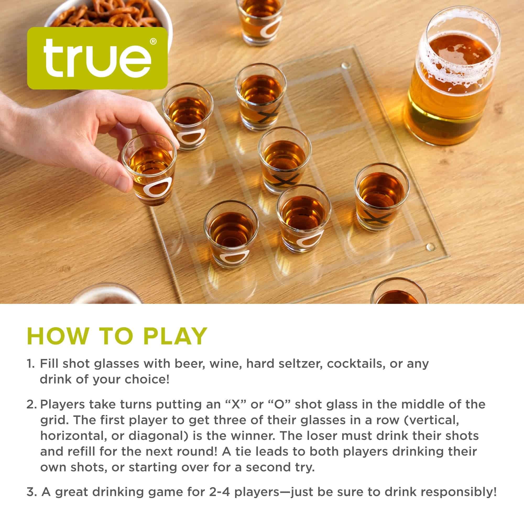 Juegos de tablero True Tic Tac Shot para adultos incluye - Imagen 4