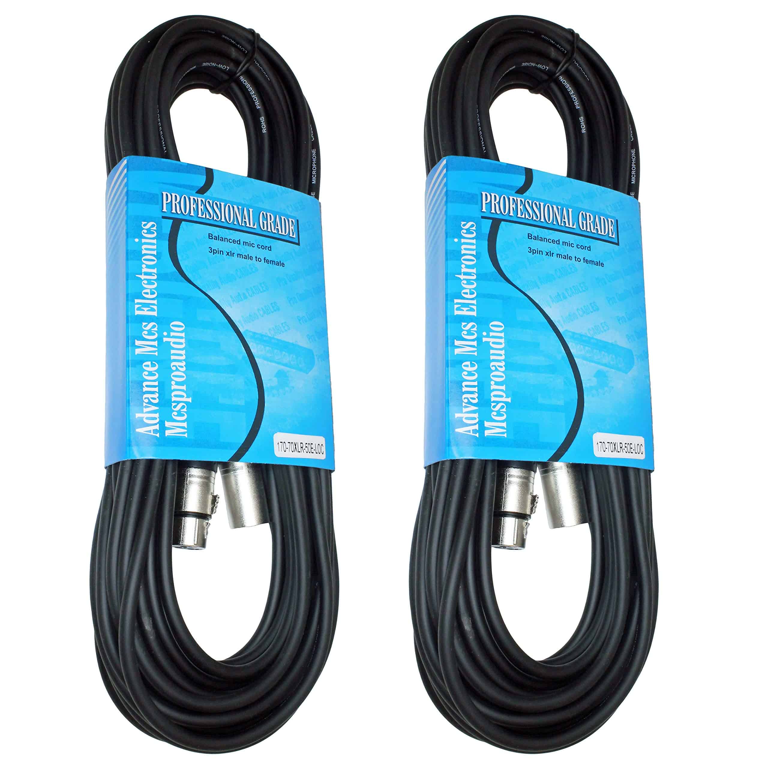 MCSPROAUDIO 2 Pack 50 Foot FT 3 Pin XLR Mic Cable Macho a
