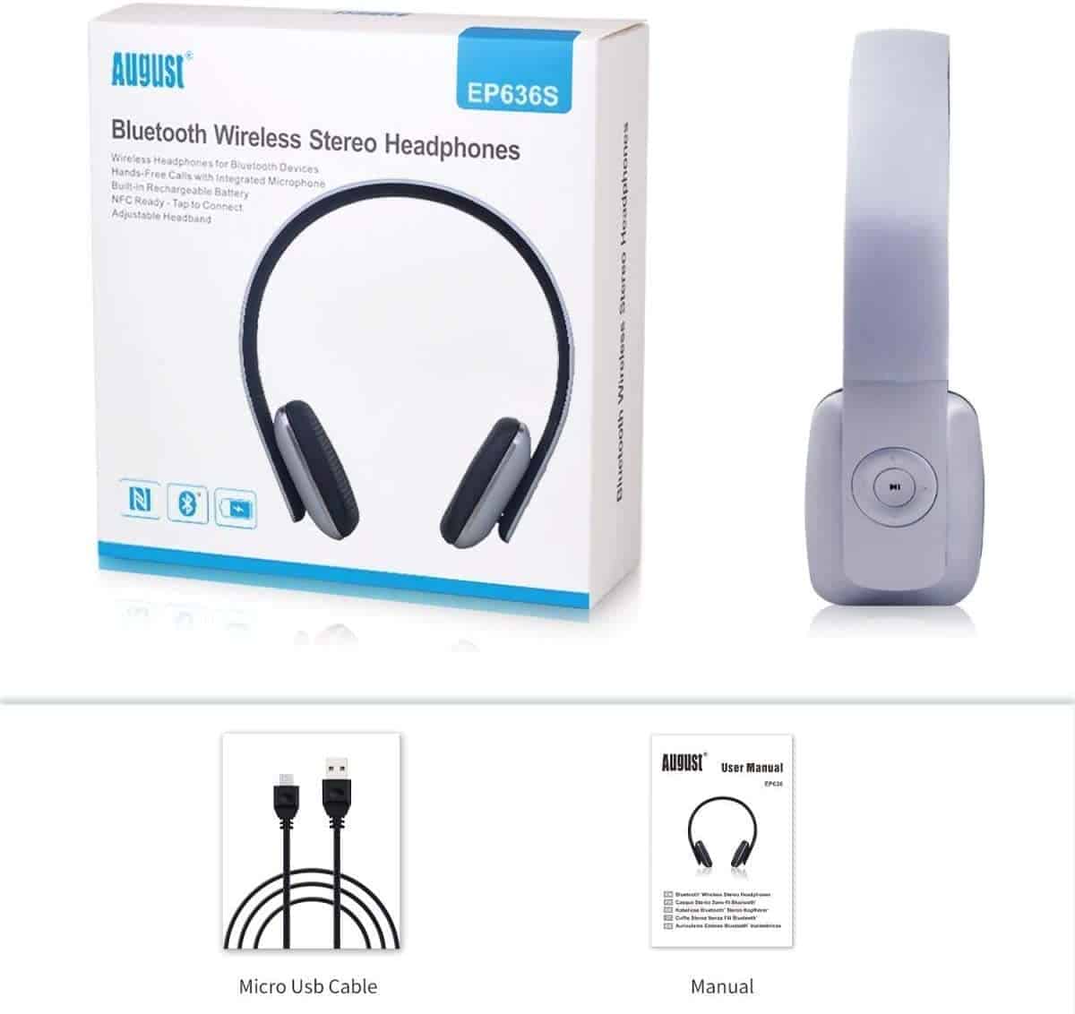 Audífonos Bluetooth August EP636 - Audífonos -o - Plata - Imagen 8