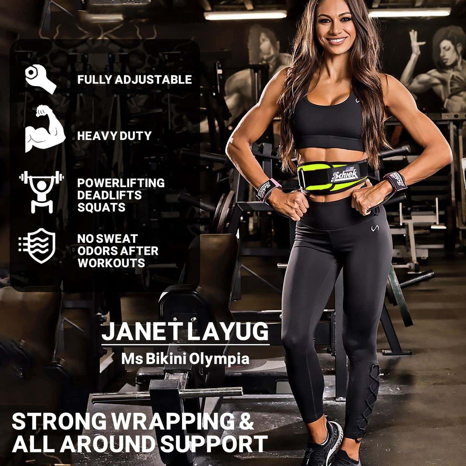 Cinturón de levantamiento de pesas Schiek -Amarillo - Imagen 3