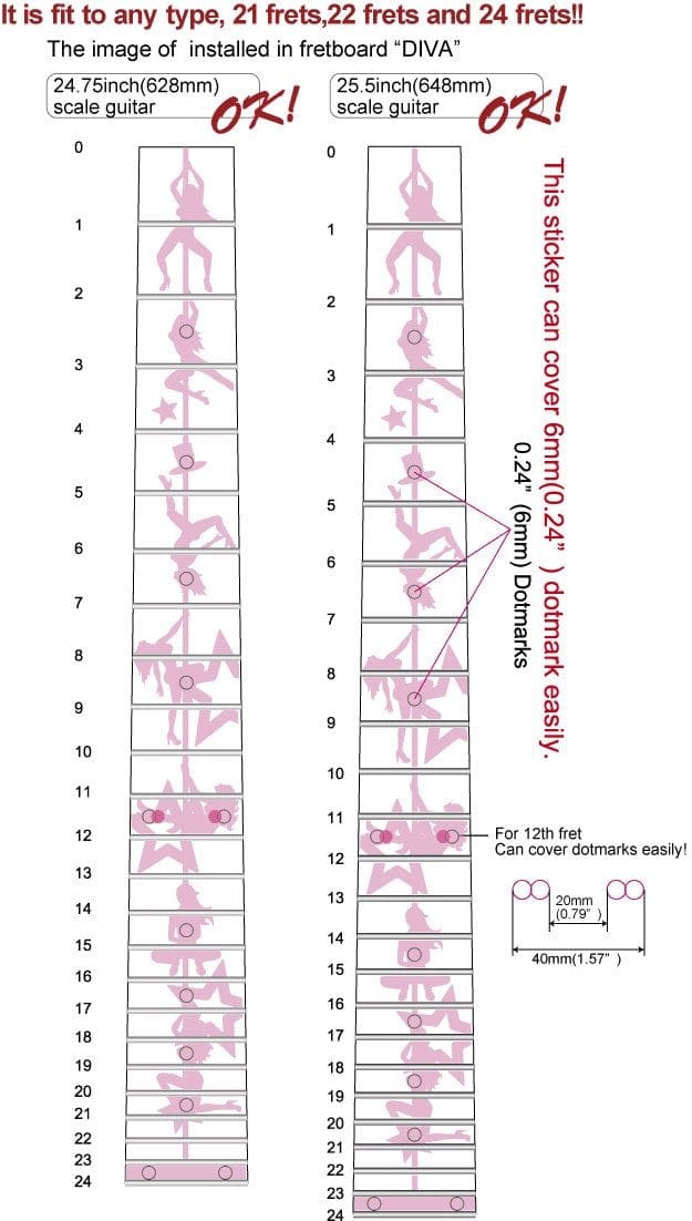 Calcomanías de Marcadores de Trastes para Guitarras - Diva - Imagen 6