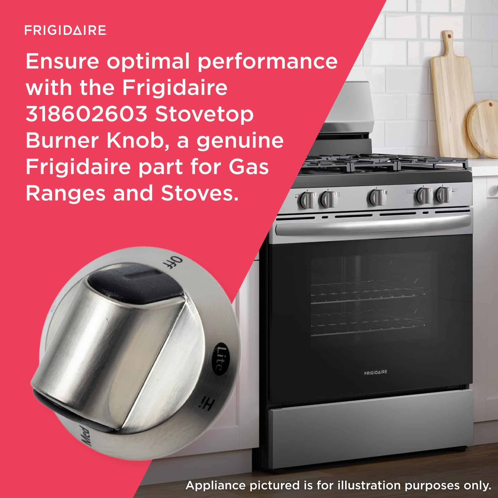 Perilla de quemador de estufa Frigidaire 318602603 para - Imagen 6