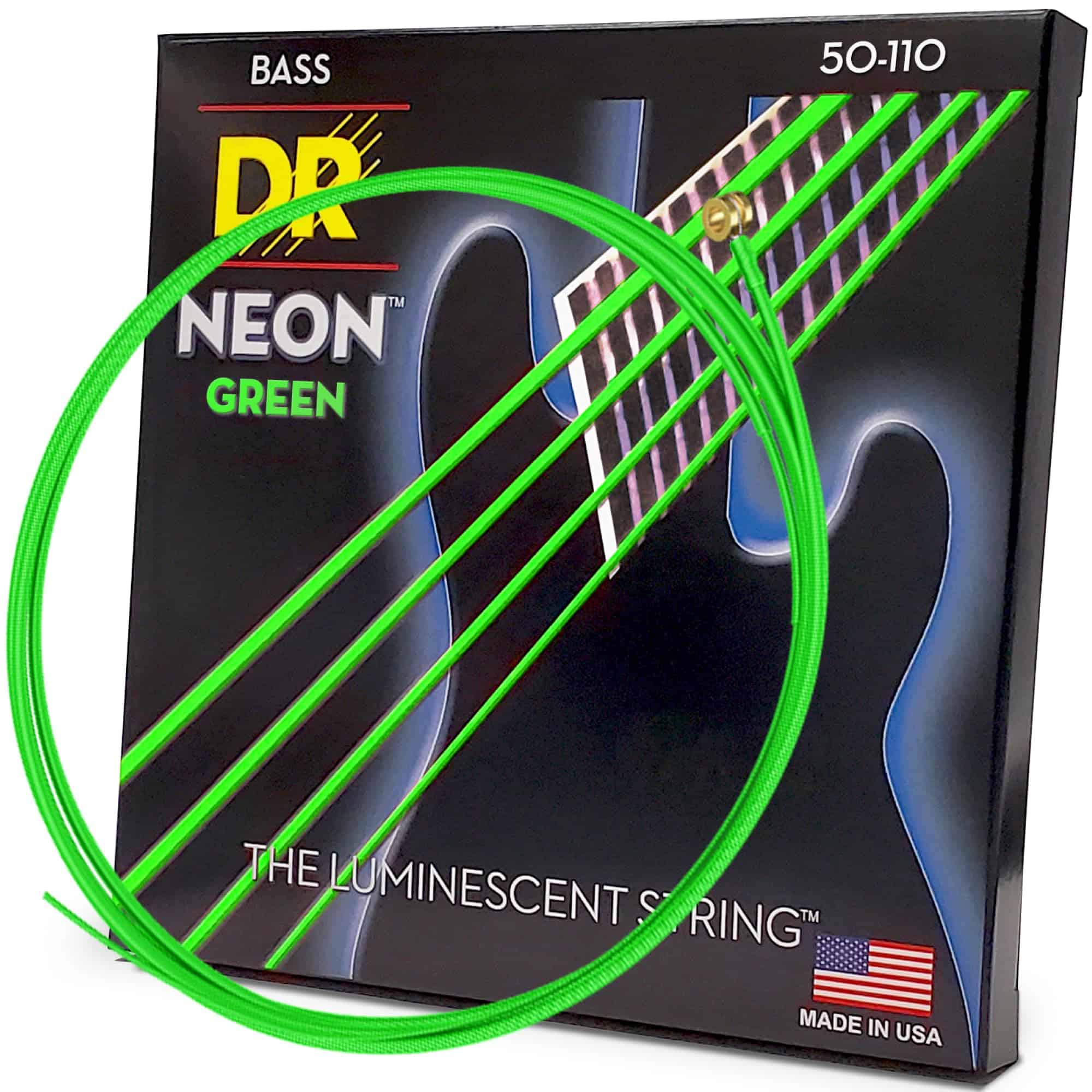 Cuerdas para bajo DR Strings Hi-Def NEON Verde recubiertas