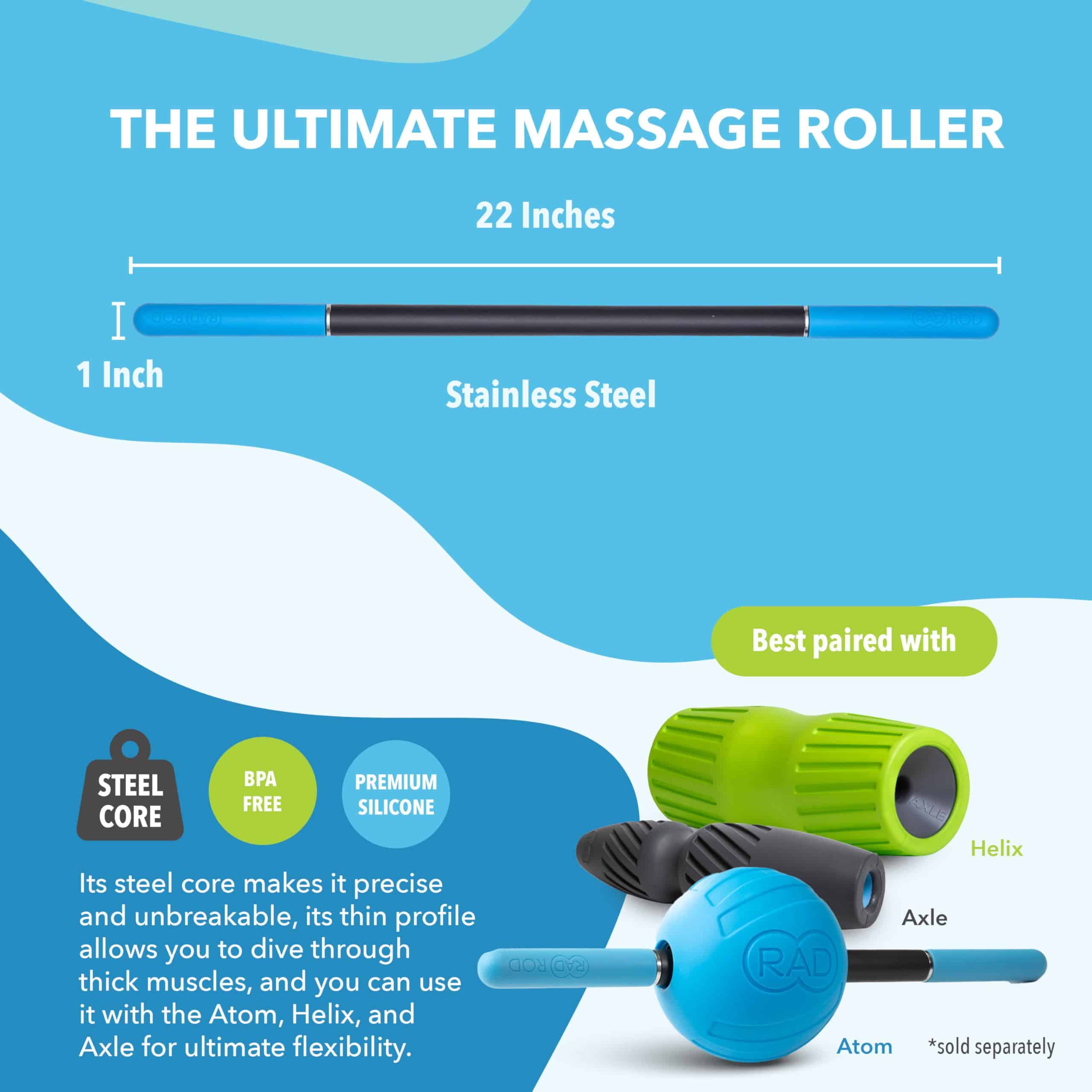 RAD Rod - Rodillo de masaje compacto de tejido profundo - - Imagen 5