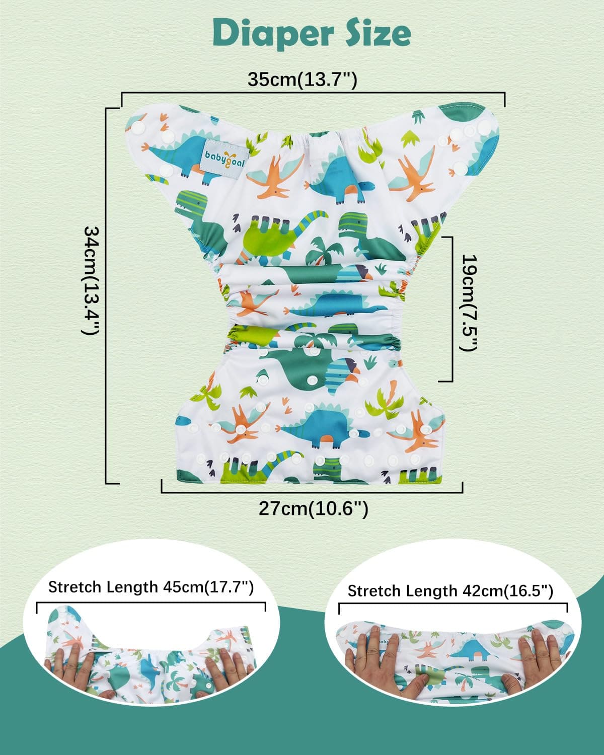 Paquete de 13 pañales de tela babygoal Dinosaurio, Pañal - Imagen 5