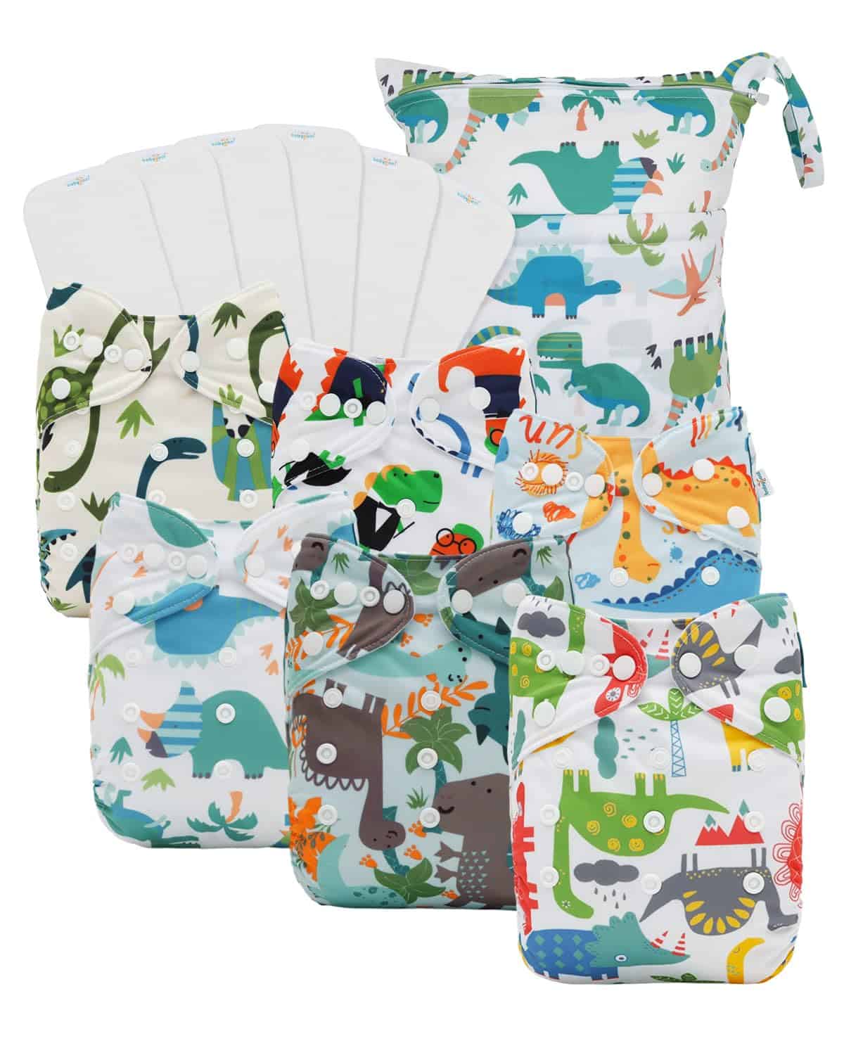 Paquete de 13 pañales de tela babygoal Dinosaurio, Pañal
