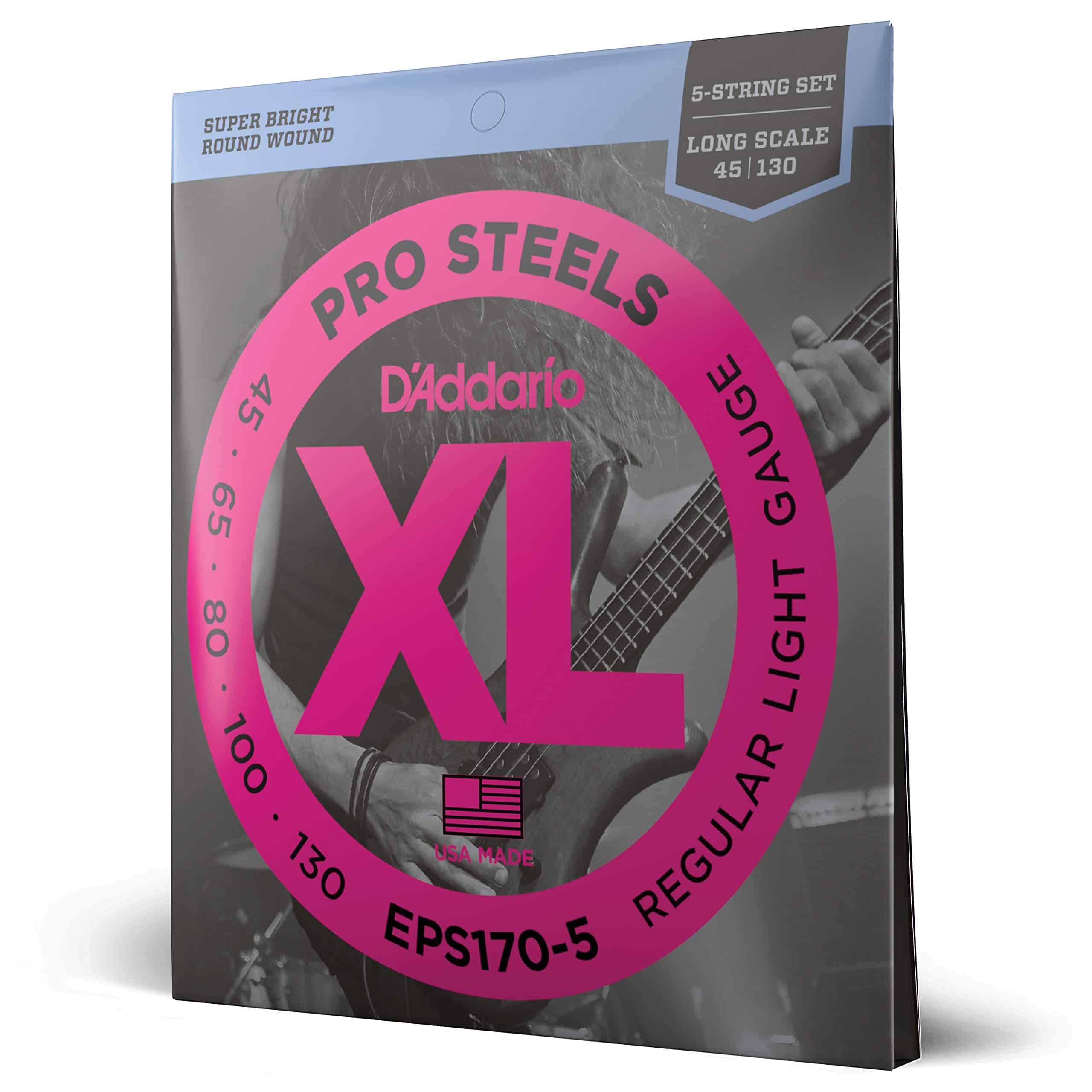 Cuerdas para Bajo D'Addario, XL Pro Steels, EPS170-5,