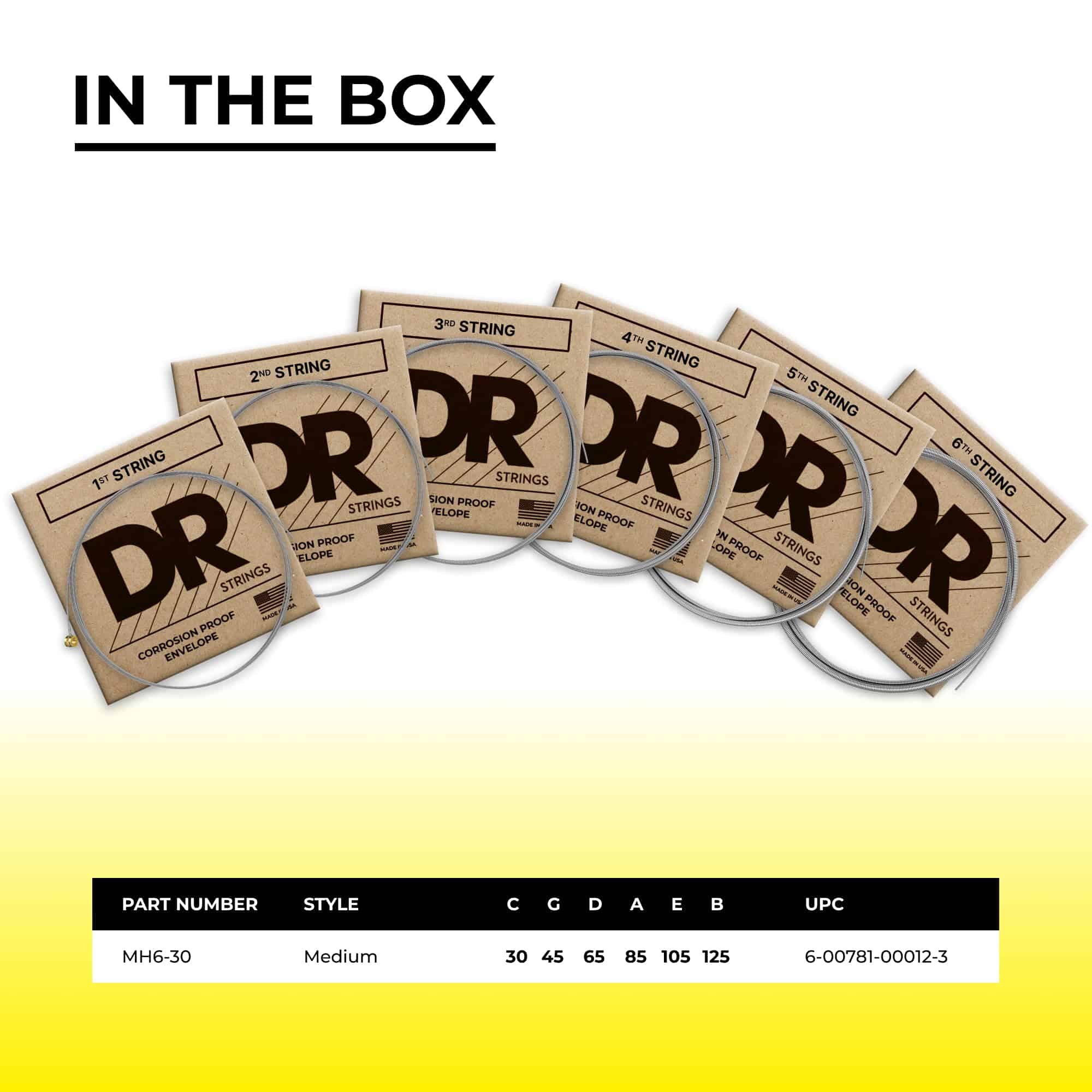 Cuerdas de Bajo de 6 Cuerdas DR Strings Lo-Rider - Acero - Imagen 4