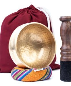 Bol tibetano hecho a mano - Cuenco de meditación con cojín,