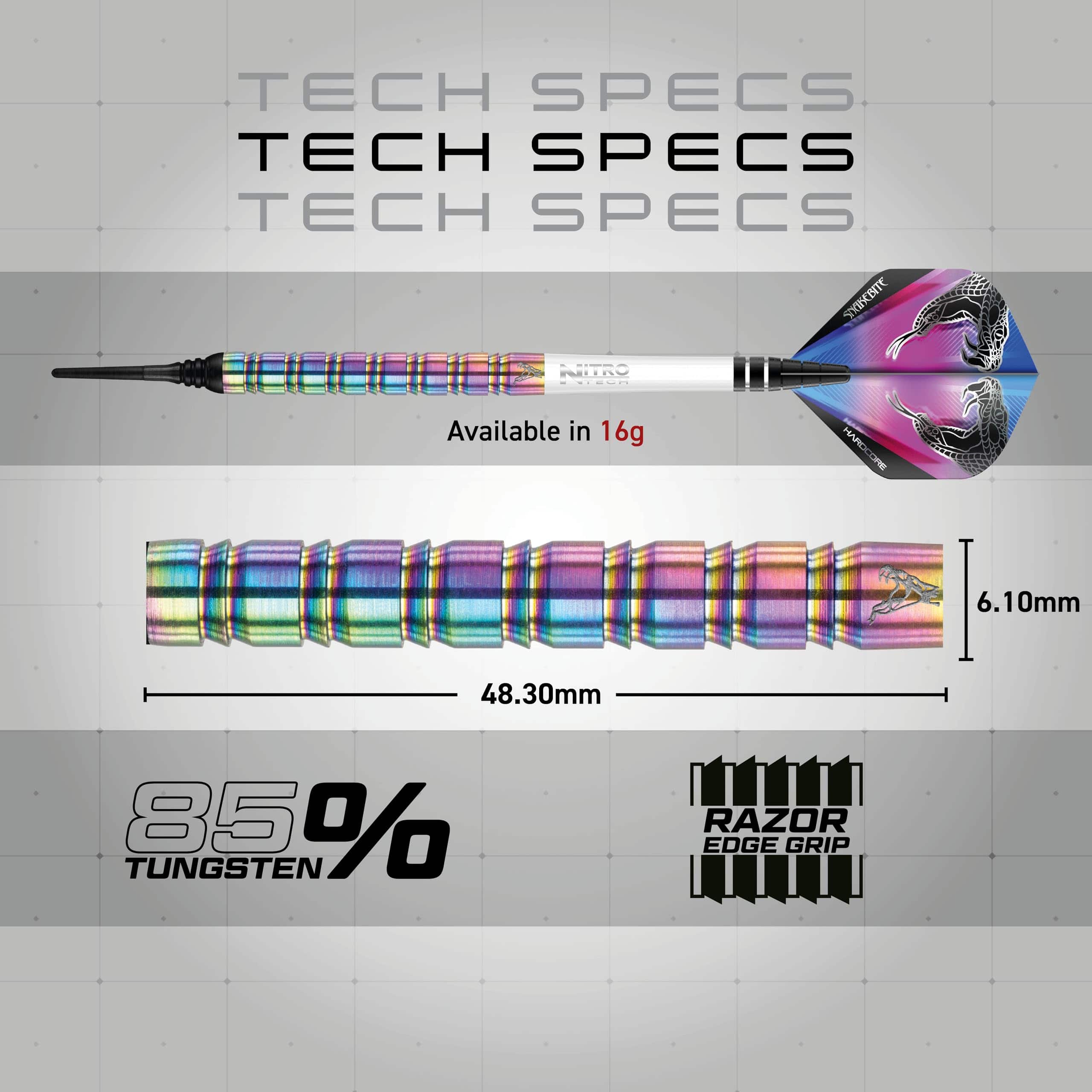 RED DRAGON Peter Wright Snakebite 1 Soft-Tip: 18g - Juego - Imagen 5