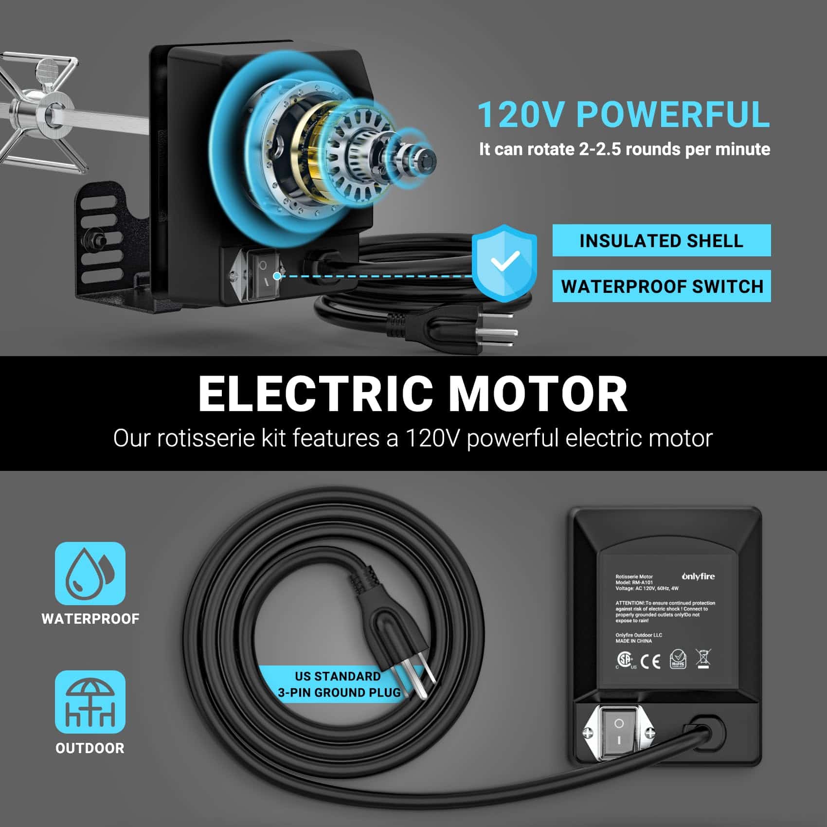 Motor Universal para Parrilla Eléctrica de Asador 110 - Imagen 4