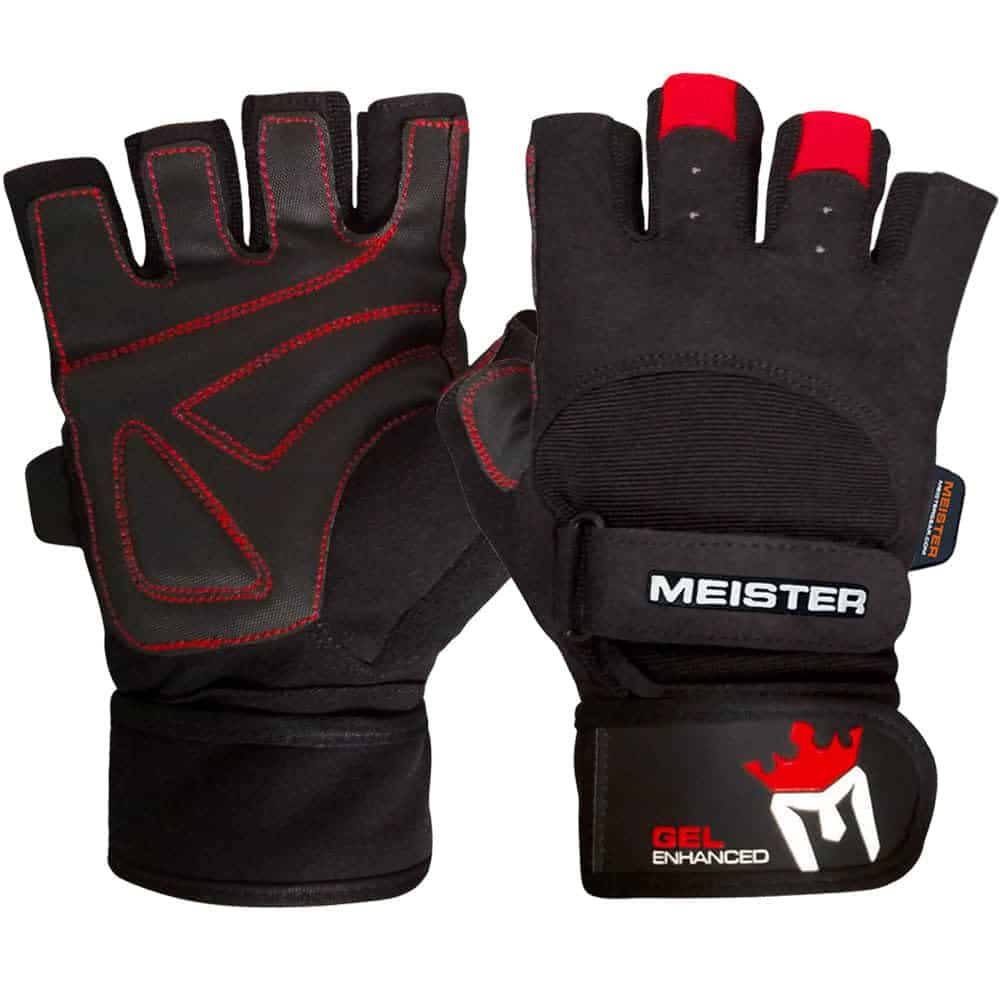 Guantes de levantamiento de pesas con muñequera Meister con