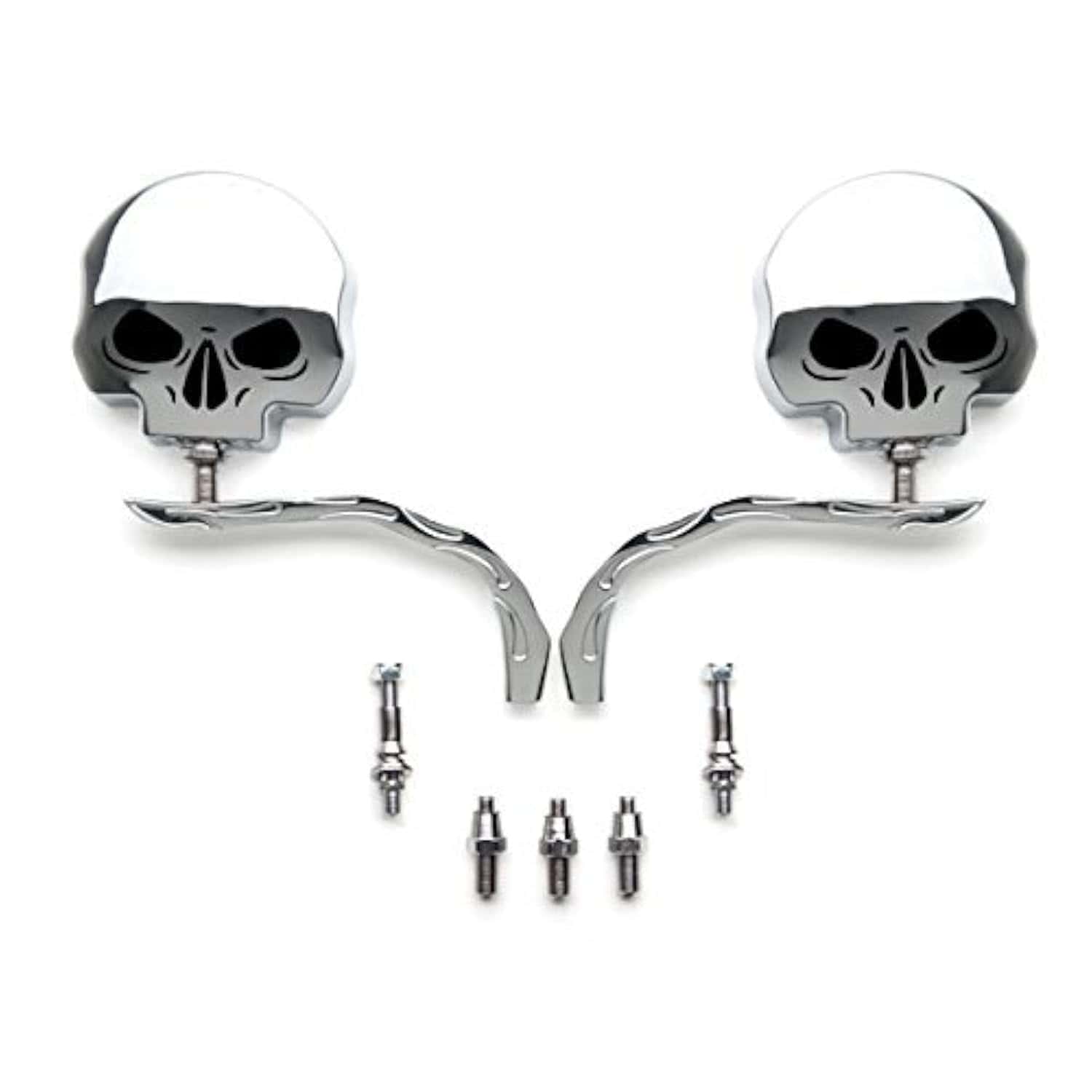 Espejos Laterales Cromados con Diseño de Calavera para
