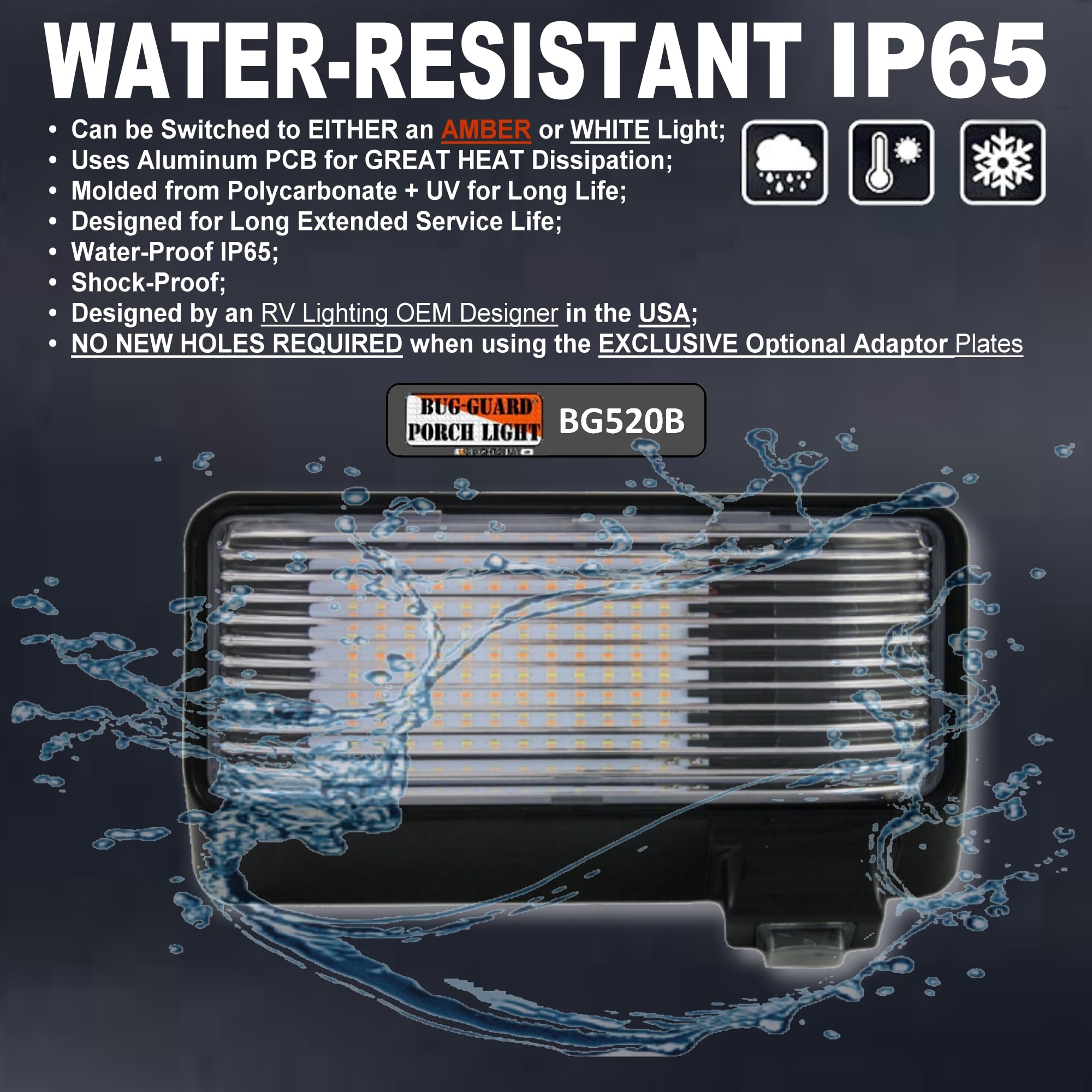 BUG-GUARD, BG520B Luz de inundación de toldo de RV exterior - Imagen 4