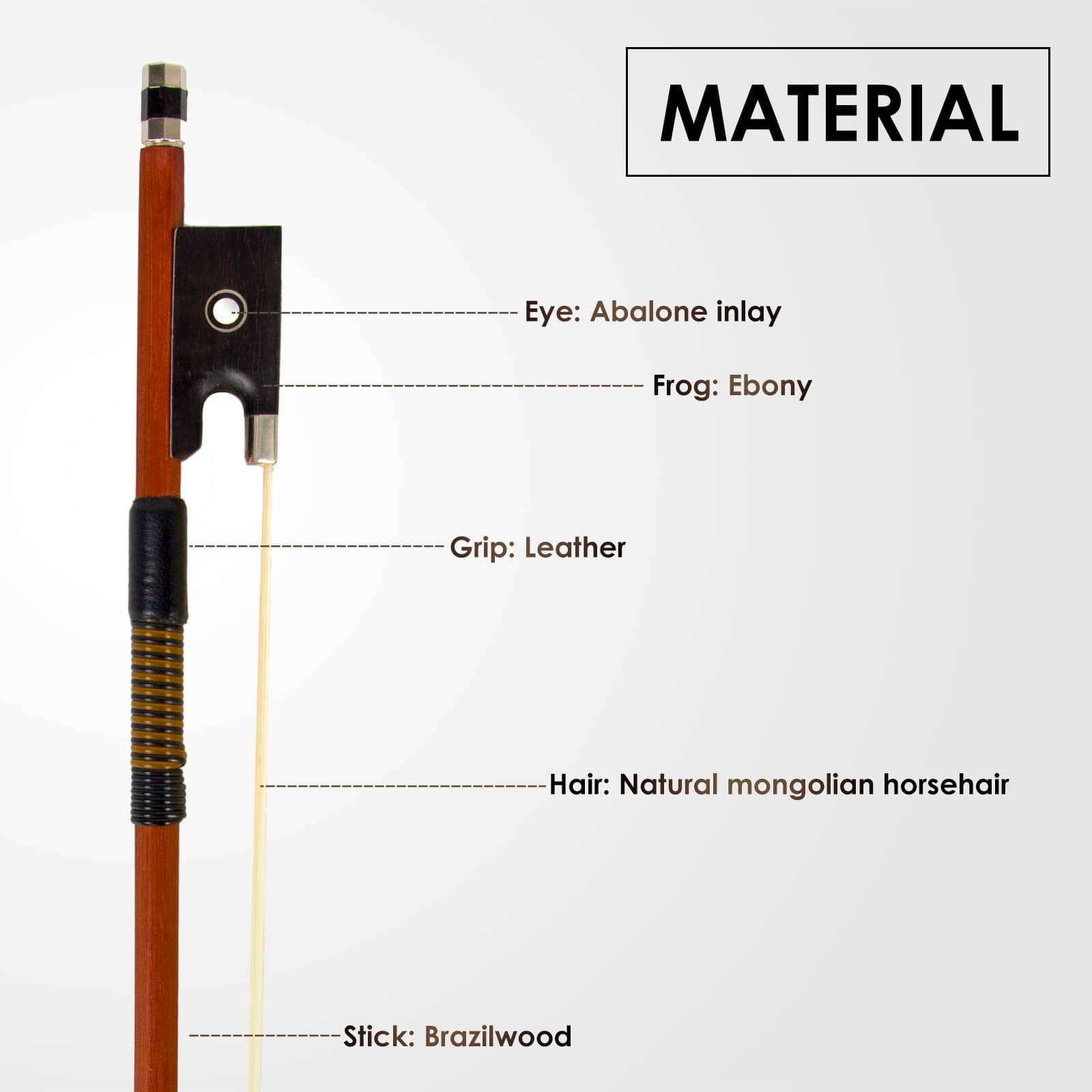 Arco de violín Kmise de 4/4, Amarillo y Negro - Imagen 5
