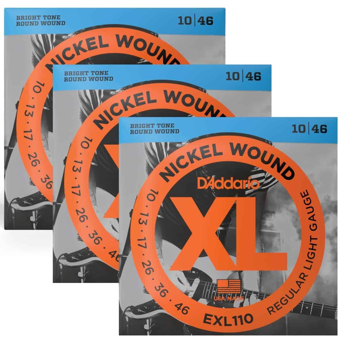 3 Sets - D'Addario EXL110 Cuerdas para Guitarra Eléctrica