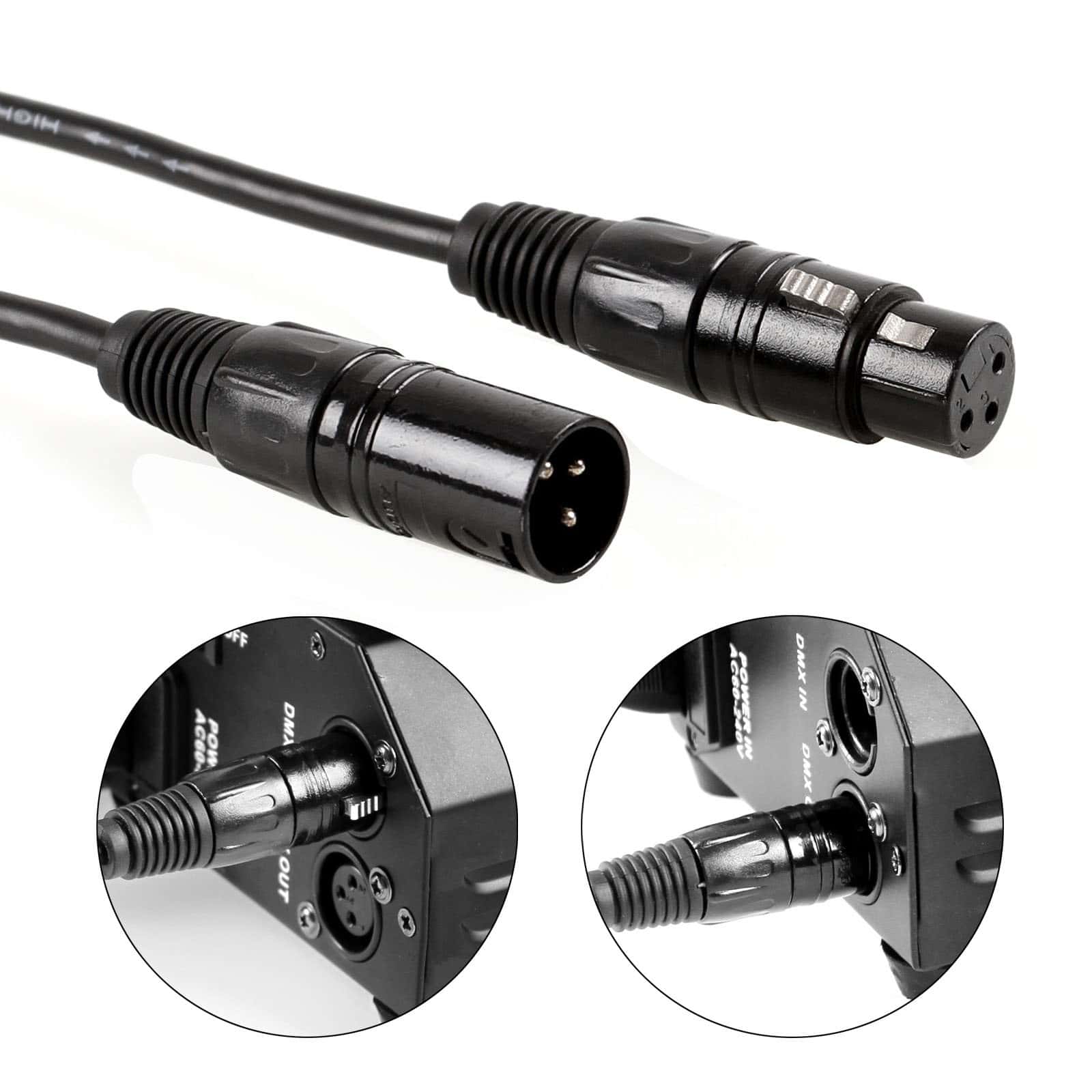 Paquete de 10 cables DMX de 3 pines de 6.5 pies por - Imagen 5
