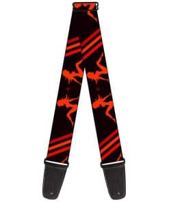Correa de Guitarra Mud Flap Girls Rayas Negro Rojo Naranja