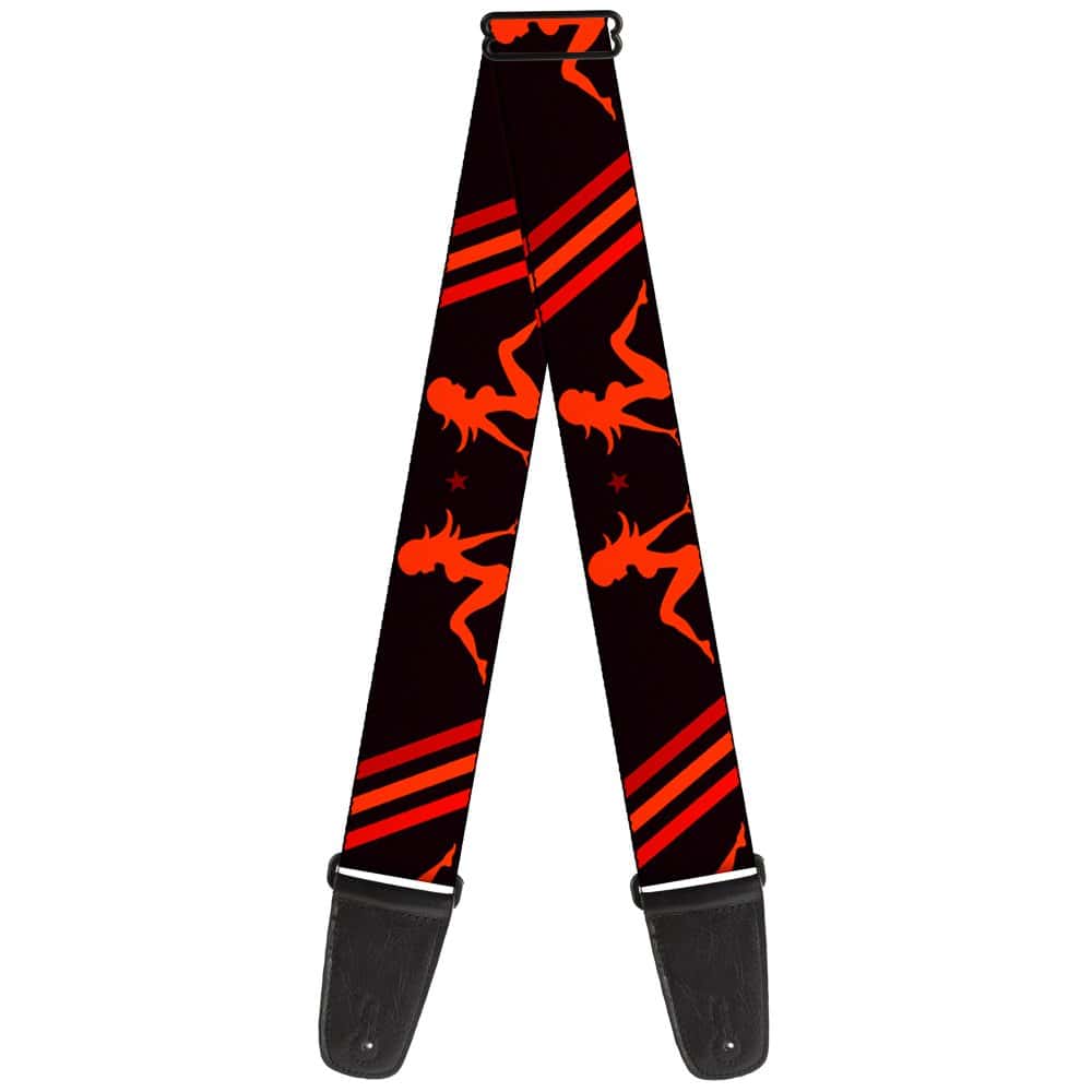 Correa de Guitarra Mud Flap Girls Rayas Negro Rojo Naranja