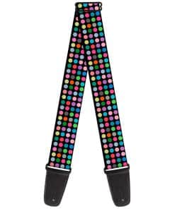 Correa de Guitarra Mini Lunares Negro Multicolor 2 Pulgadas