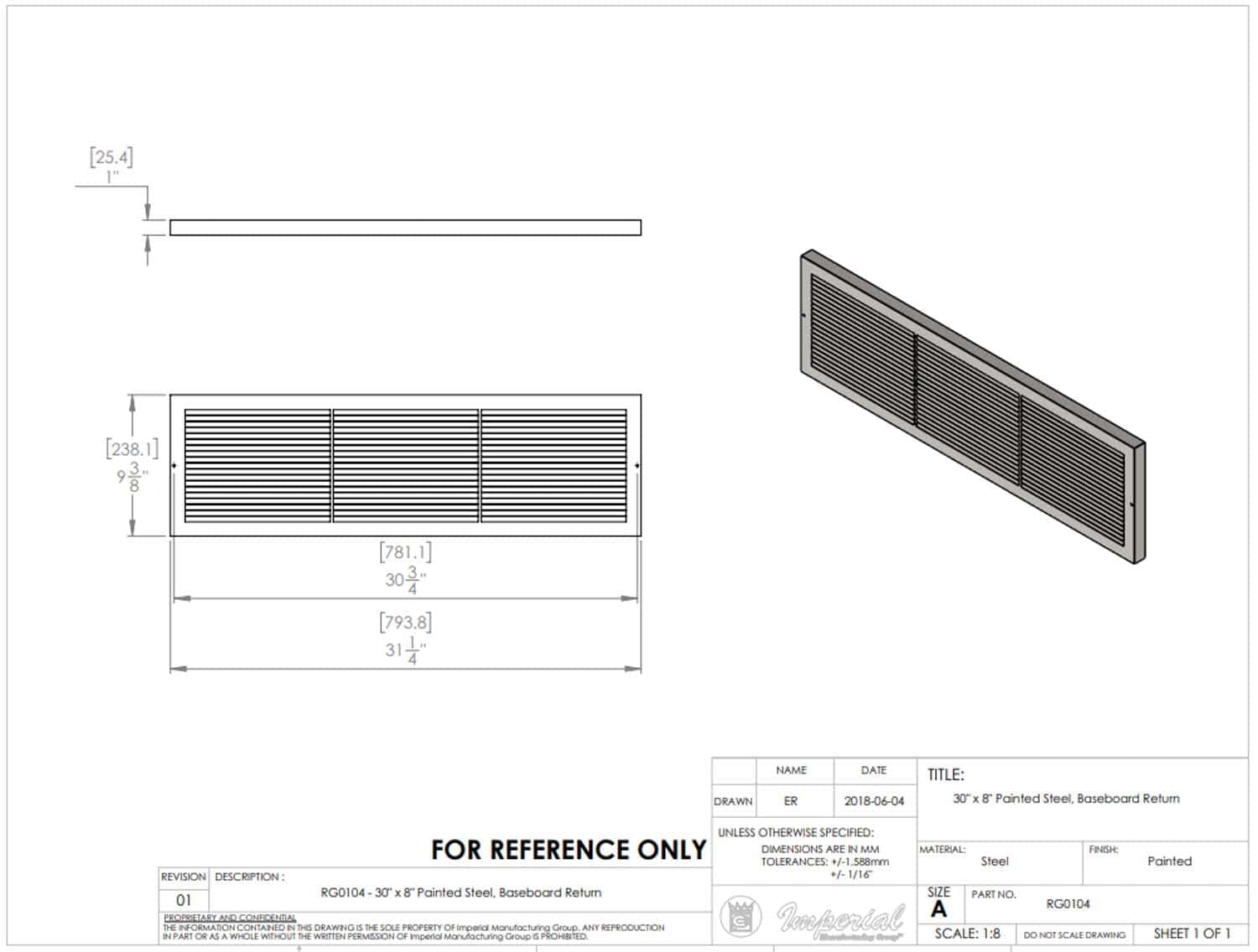 Parrilla de Retorno para Zócalo Blanco con 7/8" de Margen - Imagen 4
