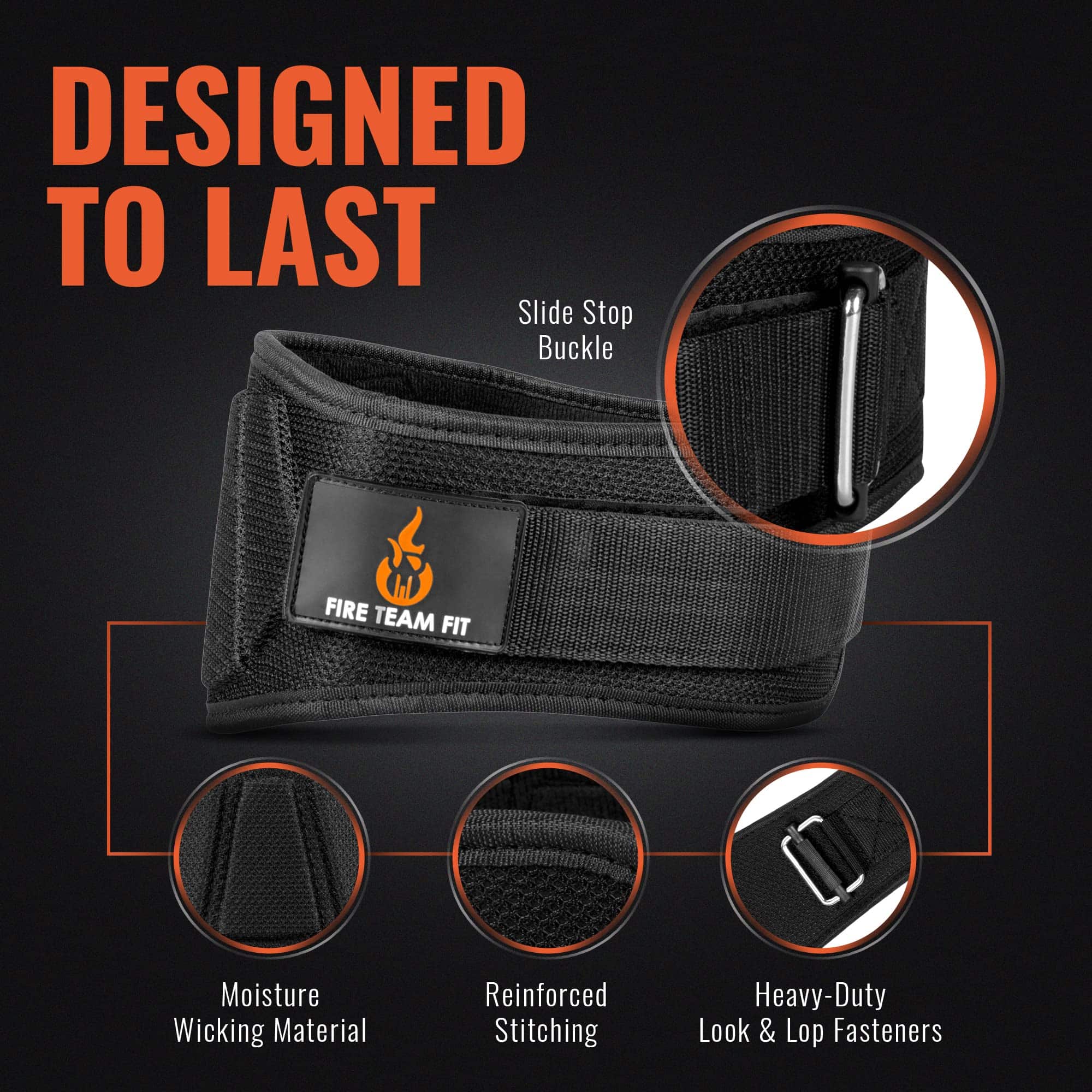 Cinturón de Levantamiento de Pesas Fire -Negro - Imagen 6