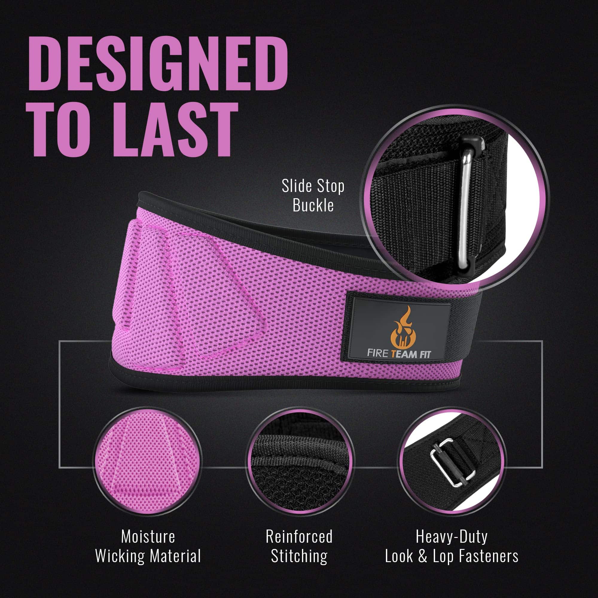 Cinturón de levantamiento de pesas Fire Team -Rosa - Imagen 6