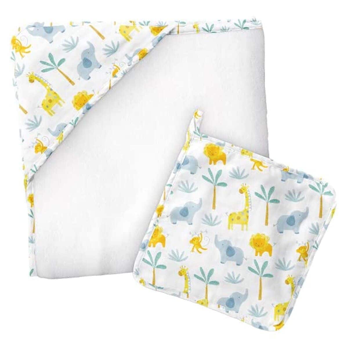 Toalla con capucha y paño para bebé de muselina Stephen