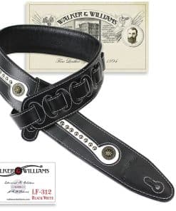 Correa de guitarra de cuero negro y blanco de primera