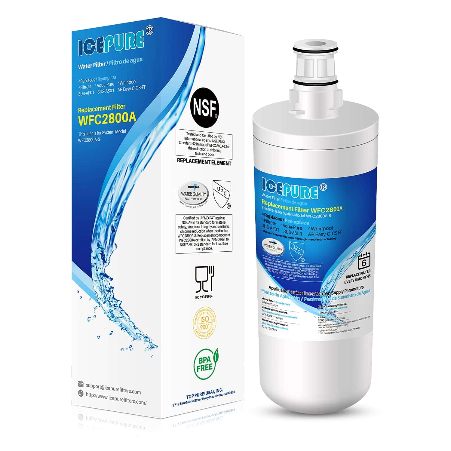 ICEPURE NSF/ANSI 42 3US-AF01 Filtro de Agua para Grifo Bajo