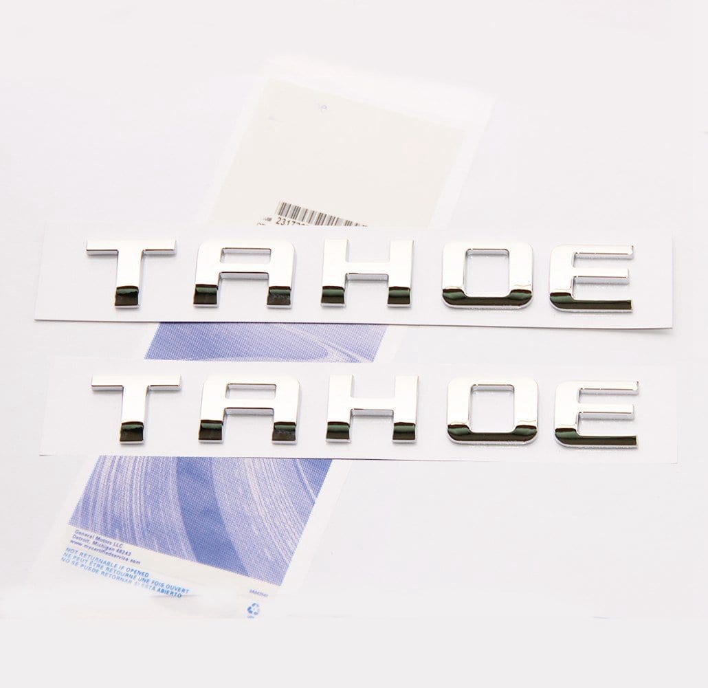 2Pack OEM Chrome Tahoe Emblemas Letras Logo Compatible con