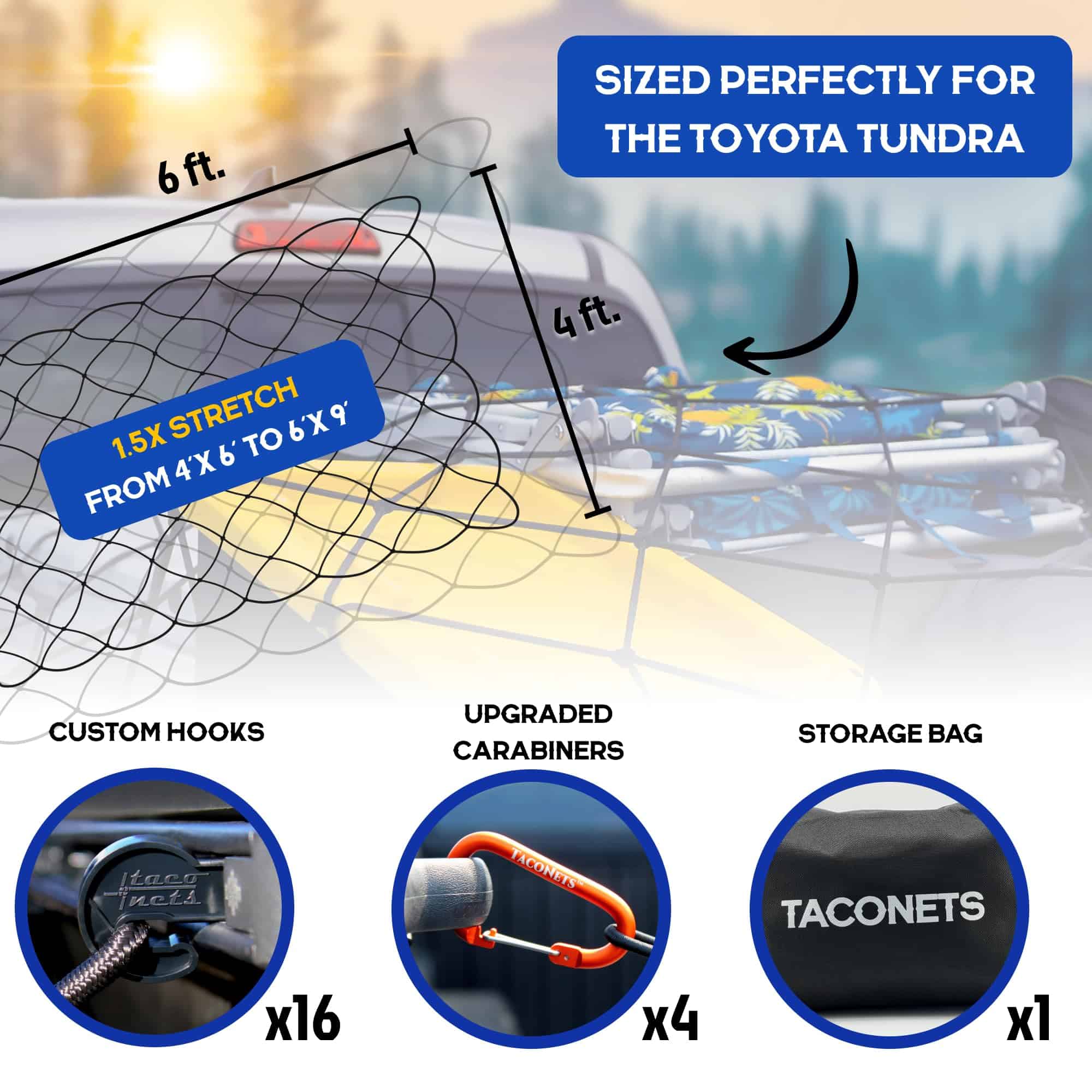 Red de carga TacoNets para Toyota Tundra con sistema de - Imagen 4