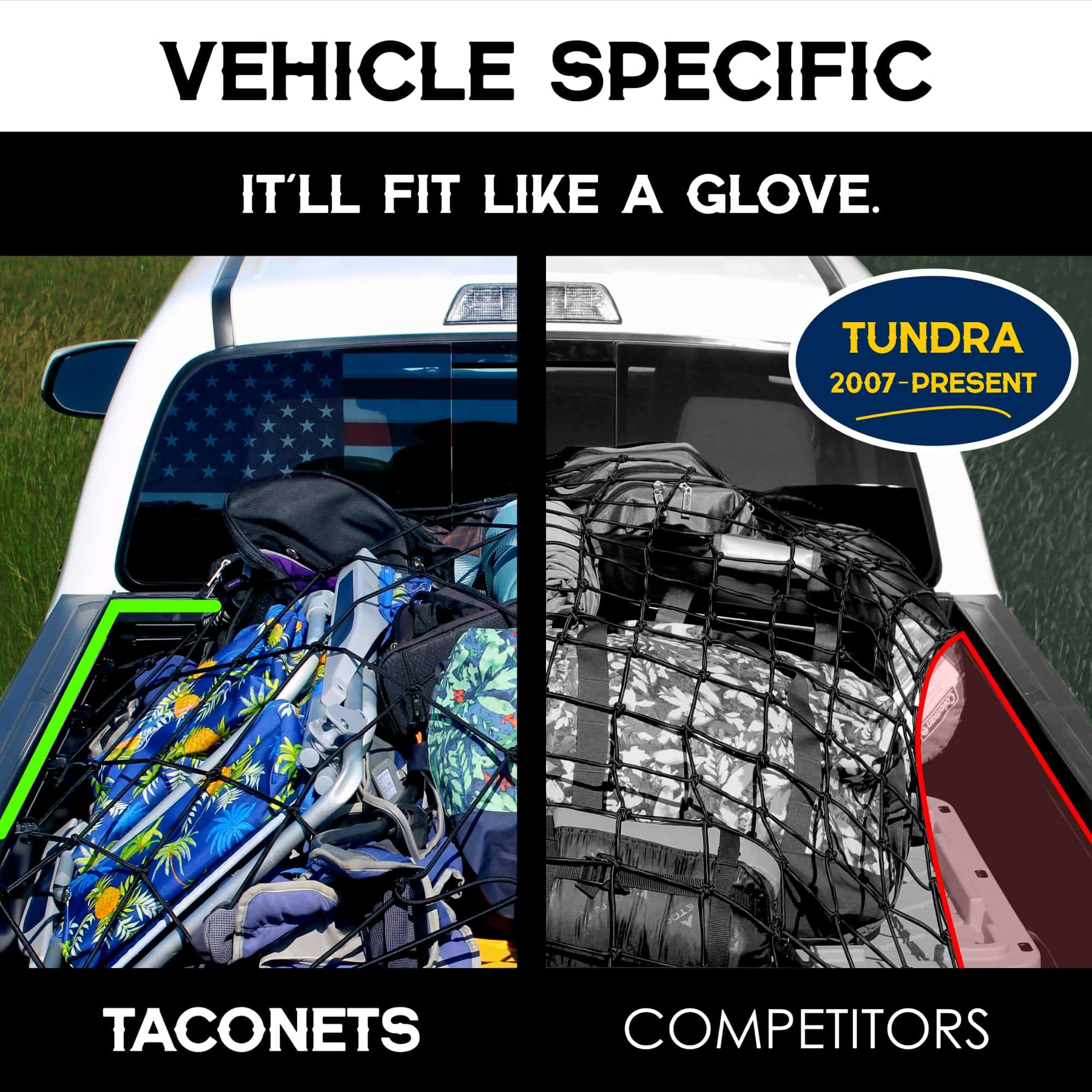 Red de carga TacoNets para Toyota Tundra con sistema de - Imagen 6