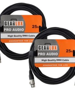 Cable DMX Gearlux, 3 Pines, Macho a Hembra, 25 Pies -