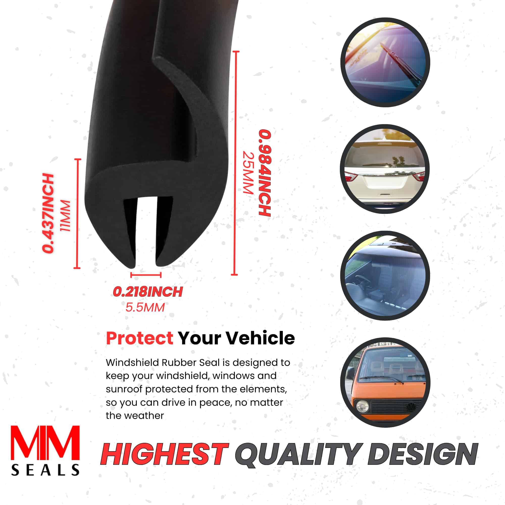 Sello de Goma para Parabrisas Tamaño Estándar, Longitud 25 - Imagen 4