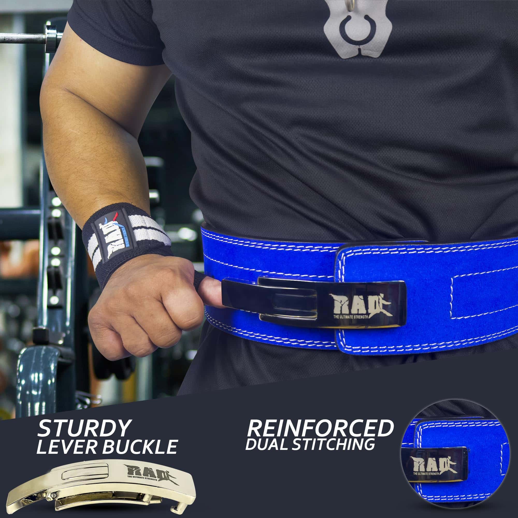 Cinturón de Levantamiento de Pesas RAD -Azul - Imagen 4