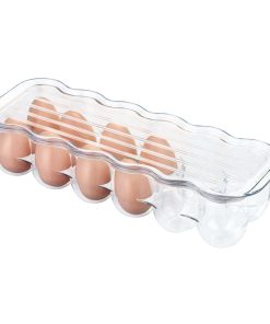 mDesign Bandeja Apilable de Plástico para Huevos con Tapa,