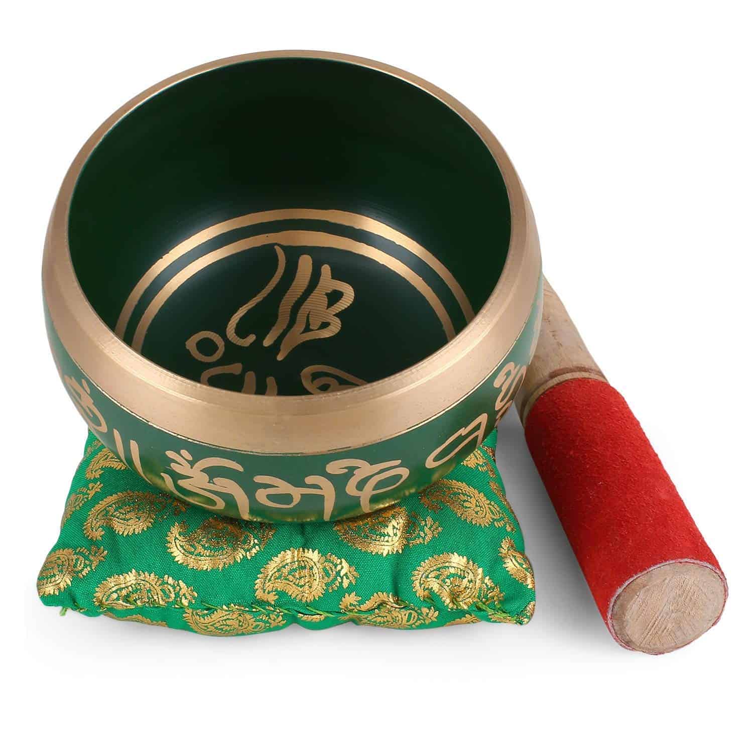 Bol Tibetano de Canto Zap Impex - 4 Pulgadas, Verde, Set