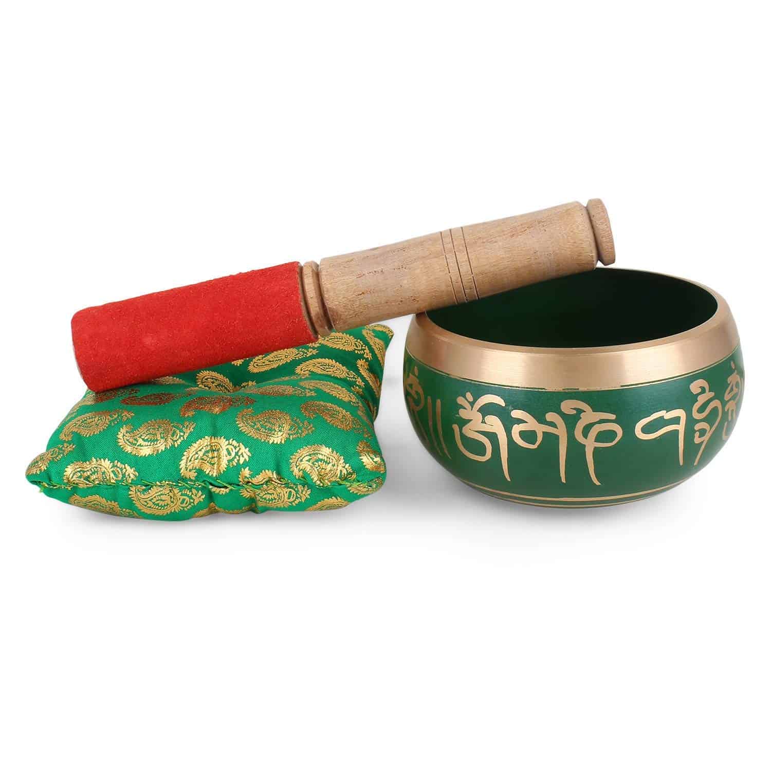 Bol Tibetano de Canto Zap Impex - 4 Pulgadas, Verde, Set - Imagen 3