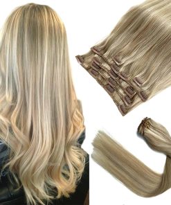 Extensiones de Cabello, Balayage Rubio Ceniza Extensiones