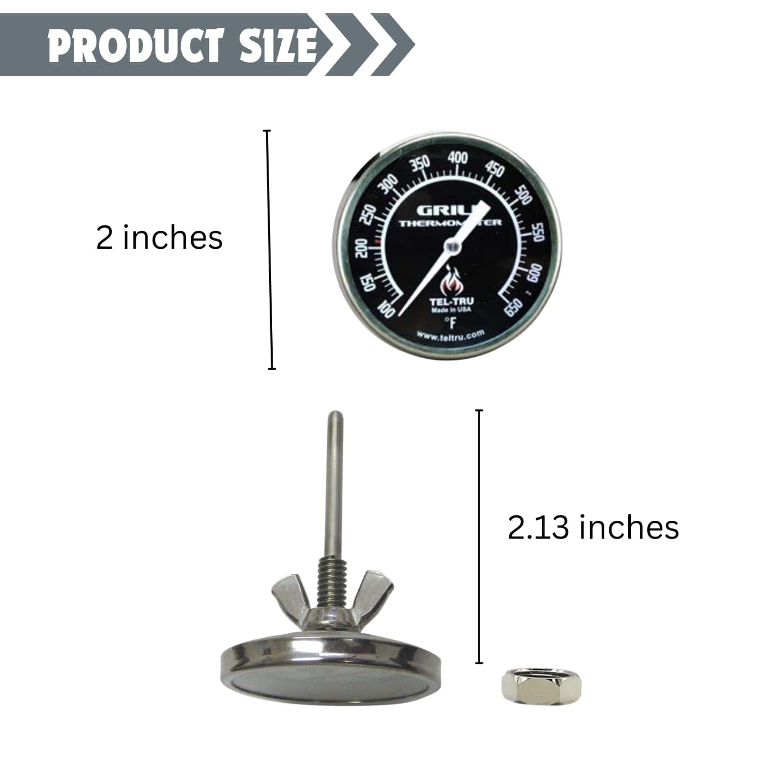 Termómetro para Parrilla de Barbacoa Tel-Tru BQ225, dial de - Imagen 3