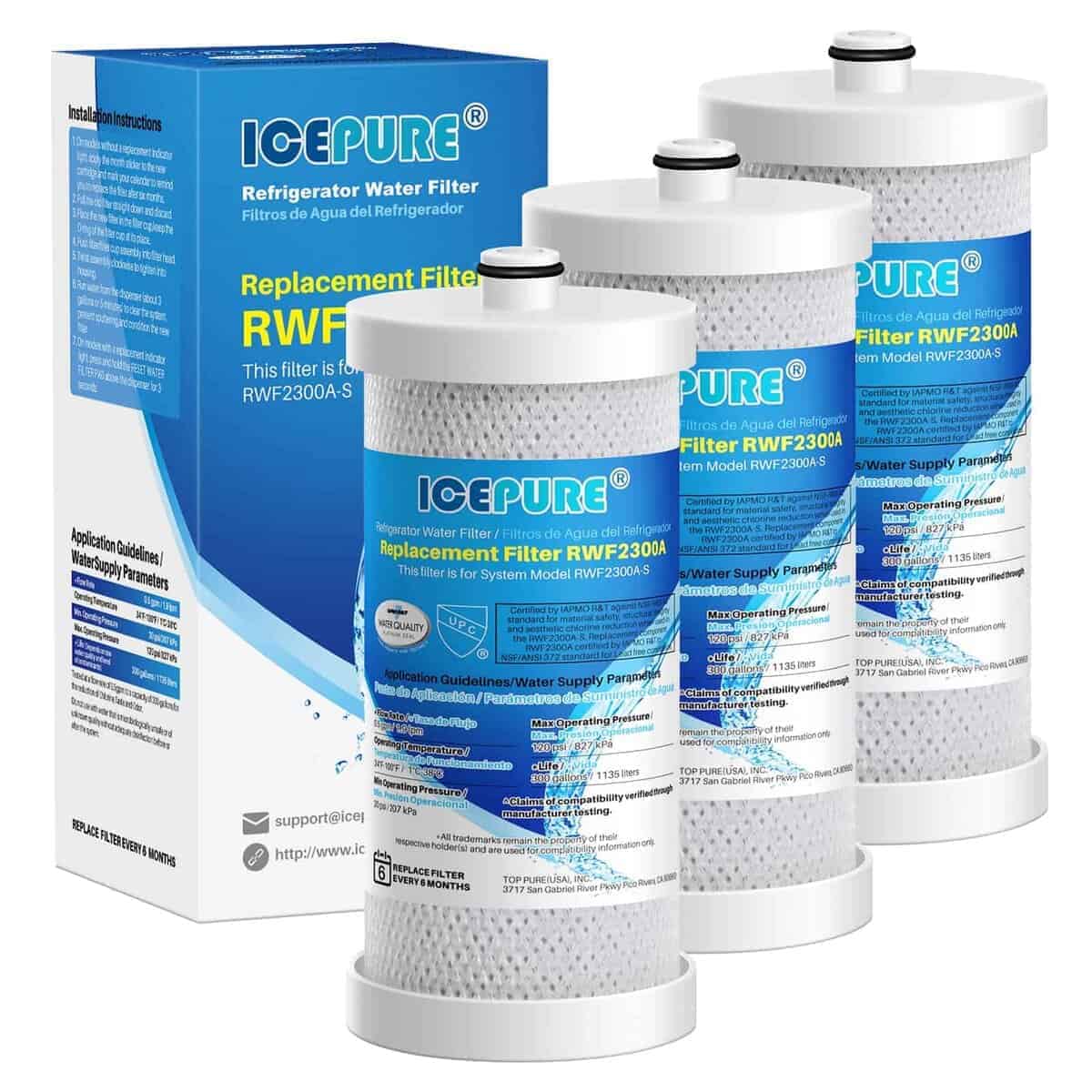 Filtro de agua para refrigerador ICEPURE WF1CB compatible