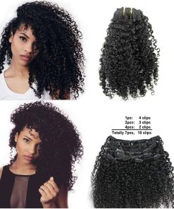 Extensiones de Cabello Clip In Rizado Kinky Curly 3B 3C