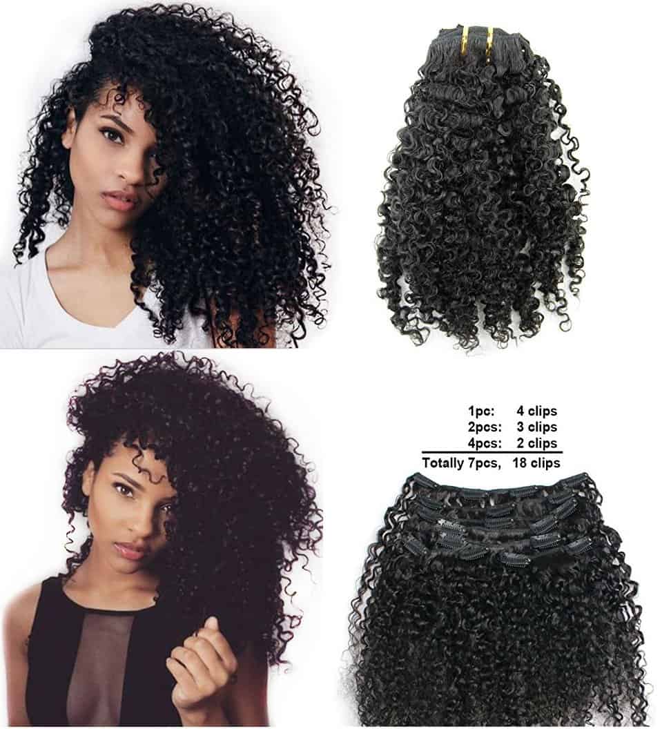 Extensiones de Cabello Clip In Rizado Kinky Curly 3B 3C