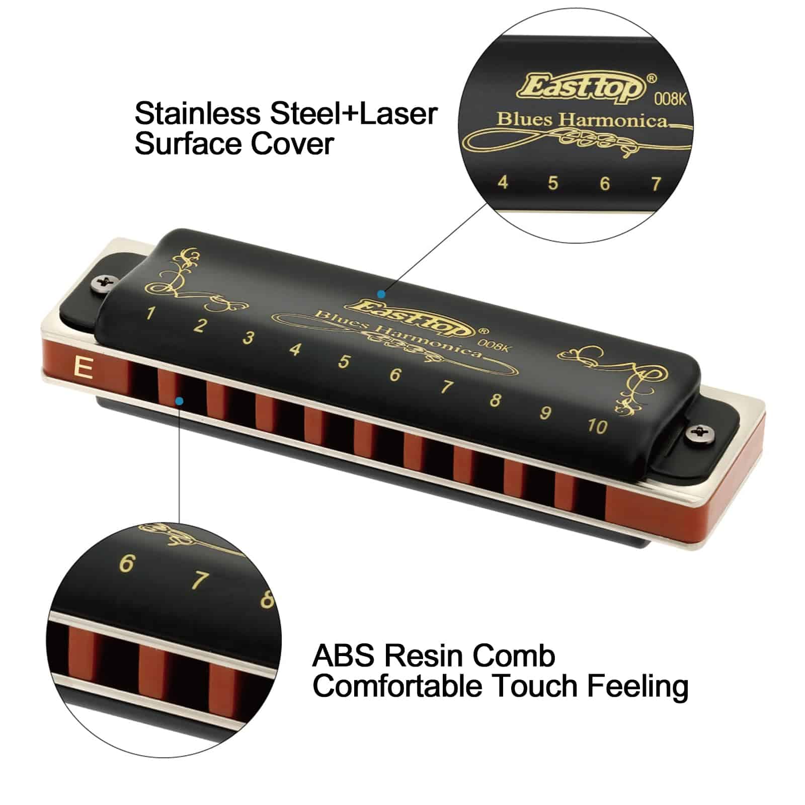 Armonica East top, Armonica Diatónica en Mi, 10 Orificios - Imagen 3
