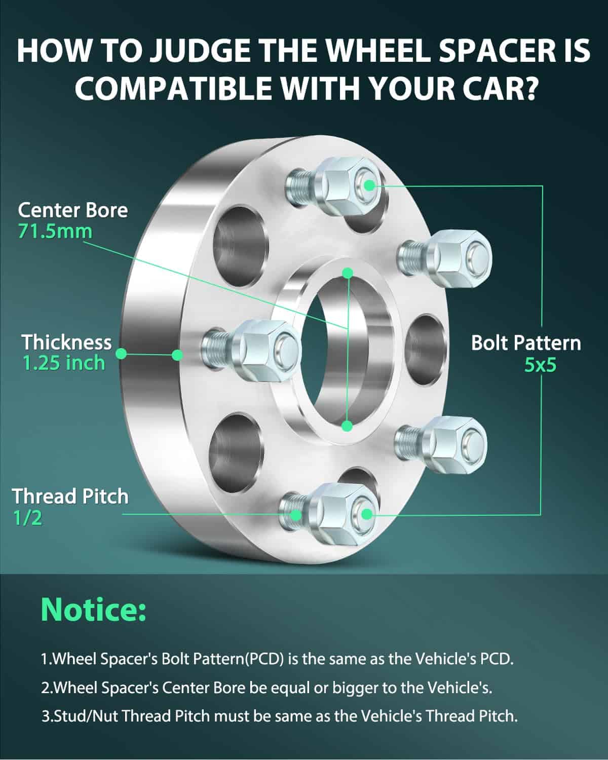 Juego de 4 espaciadores de rueda centrados en el cubo de - Imagen 3