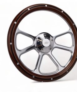 Volante de madera real y cromo compatible con Bronco 1967 a
