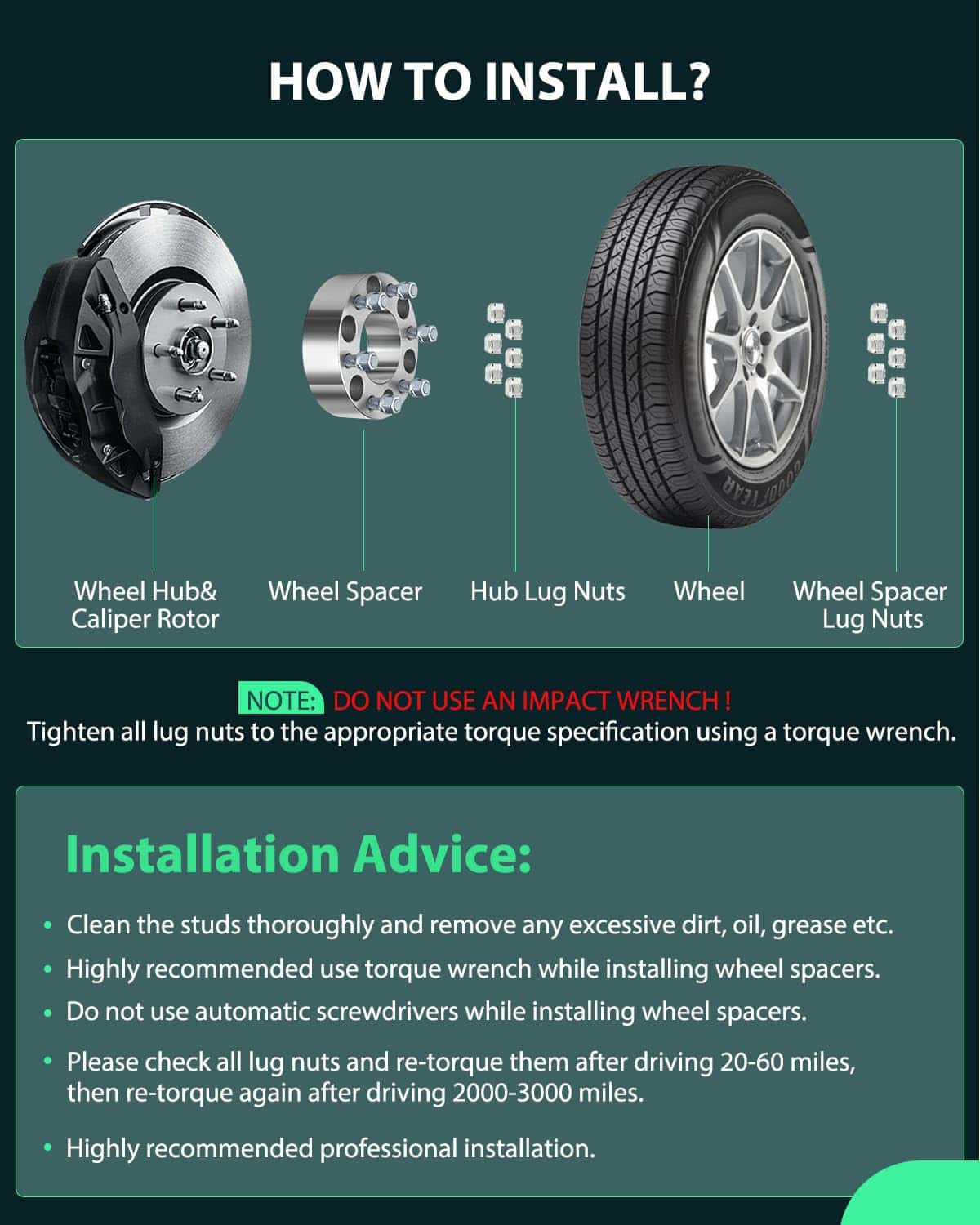 SCITOO 4PCS 2" Separadores de rueda de 6 birlos 6x135mm a - Imagen 6